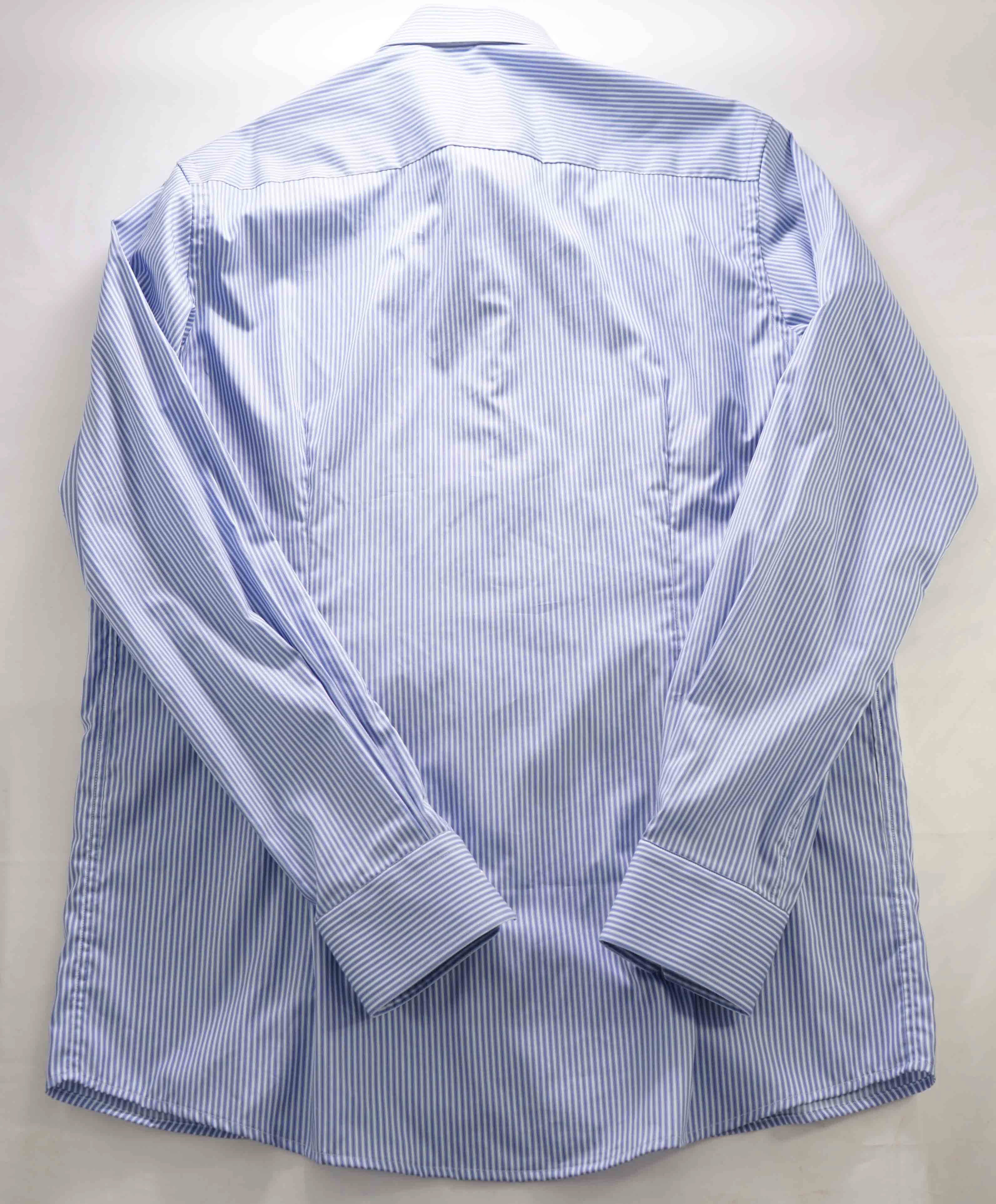 $295 ETON - Blue Stripe "Contemporary" Spread Collar Button Down Shirt - 16.5 42