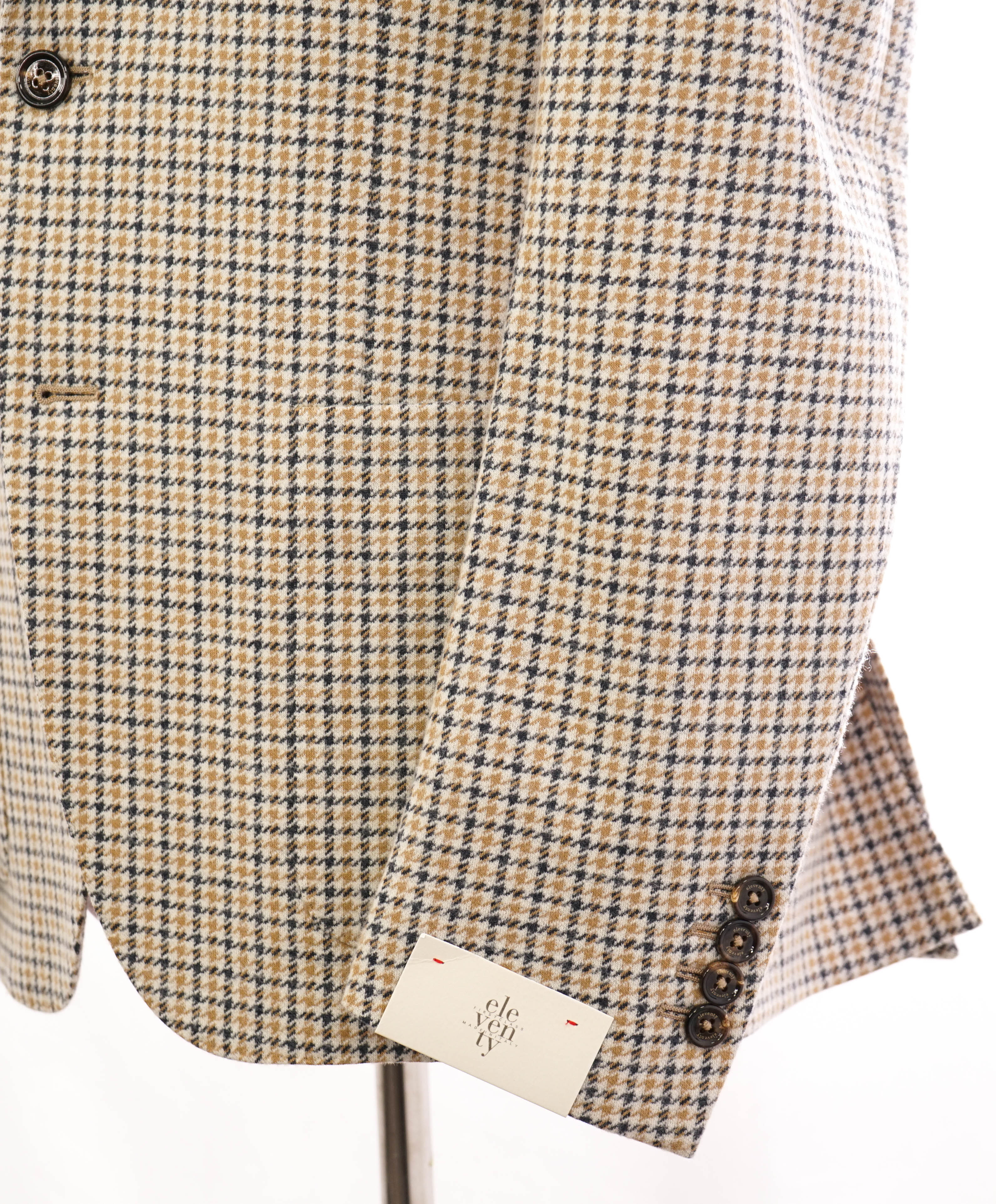 ELEVENTY - Houndstooth Yellow & Gray Patch Pocket Peak Lapel Blazer - 40 (50 EU)