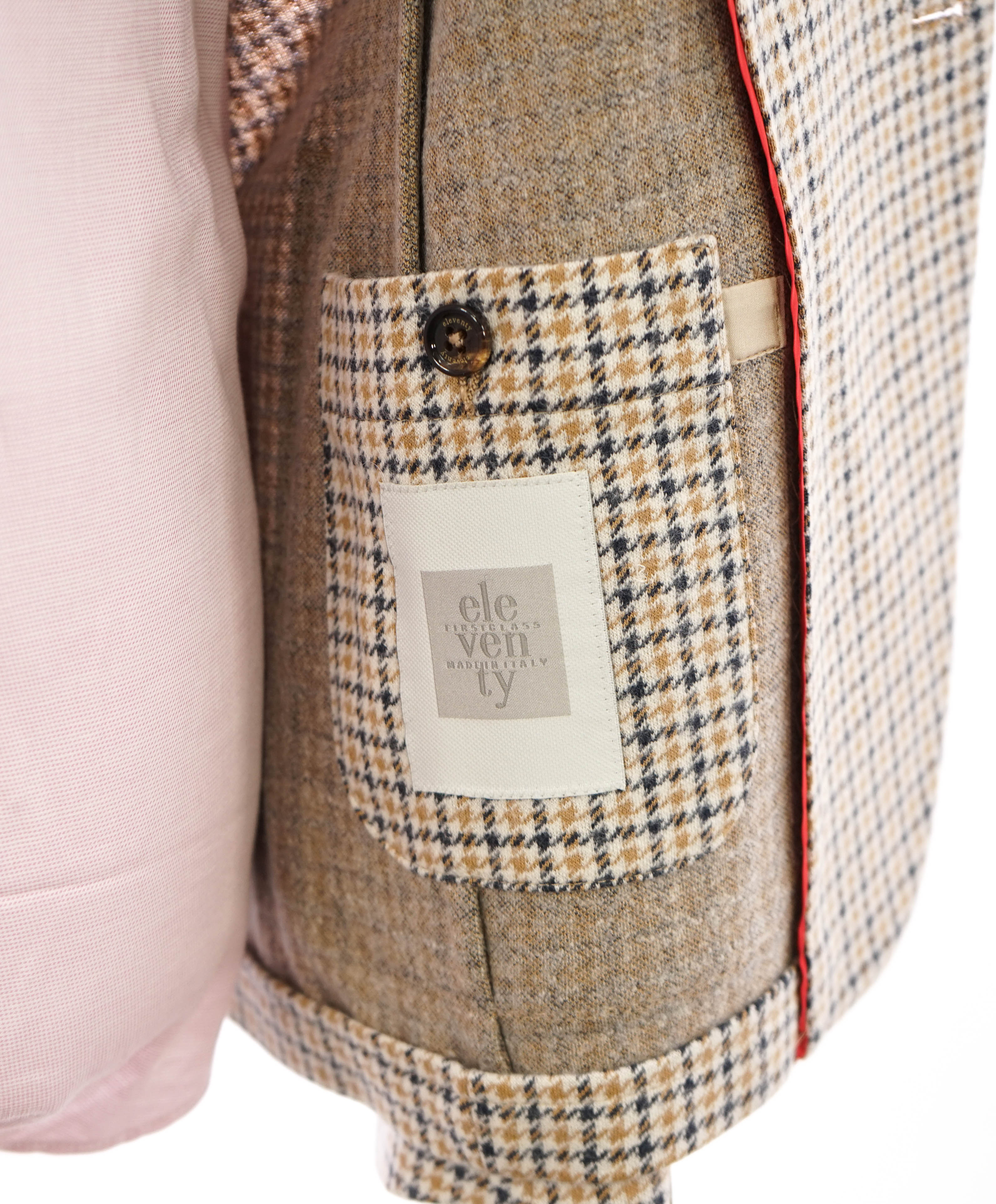 ELEVENTY - Houndstooth Yellow & Gray Patch Pocket Peak Lapel Blazer - 40 (50 EU)