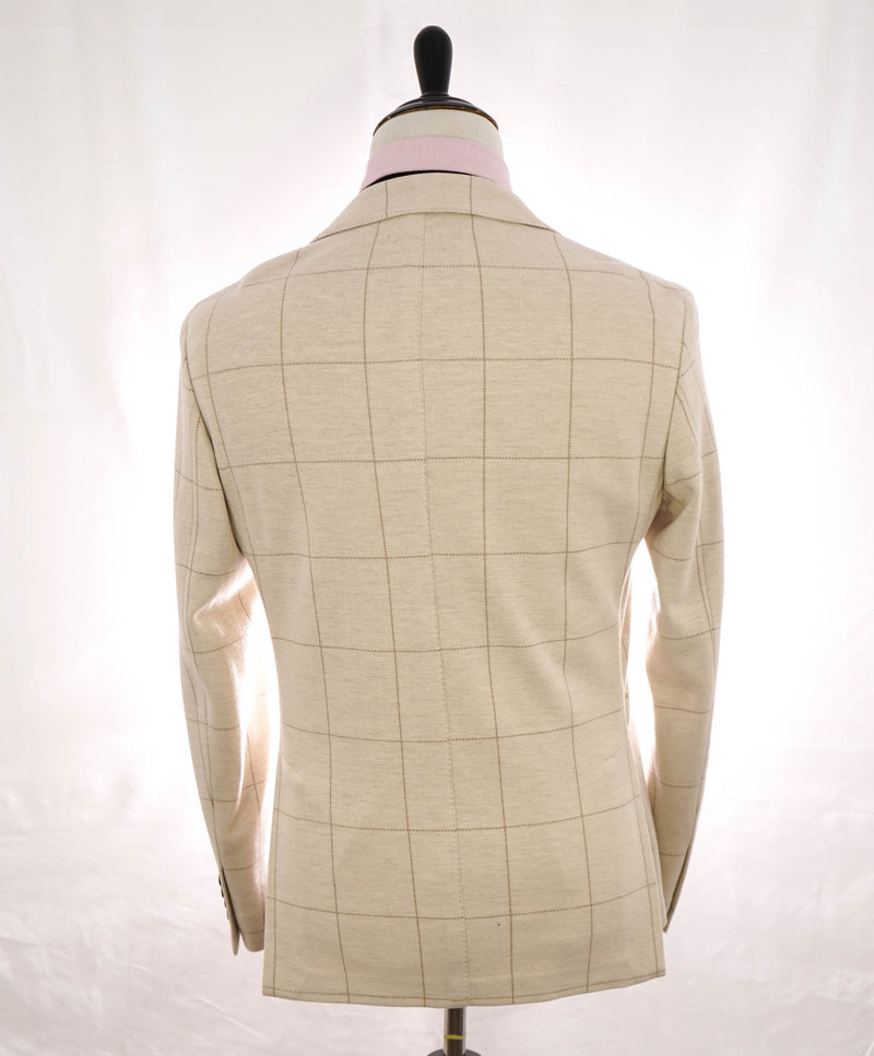 $1,495 ELEVENTY - Windowpane Beige & Ivory Sweater Jacket Blazer - 40US (50 EU)