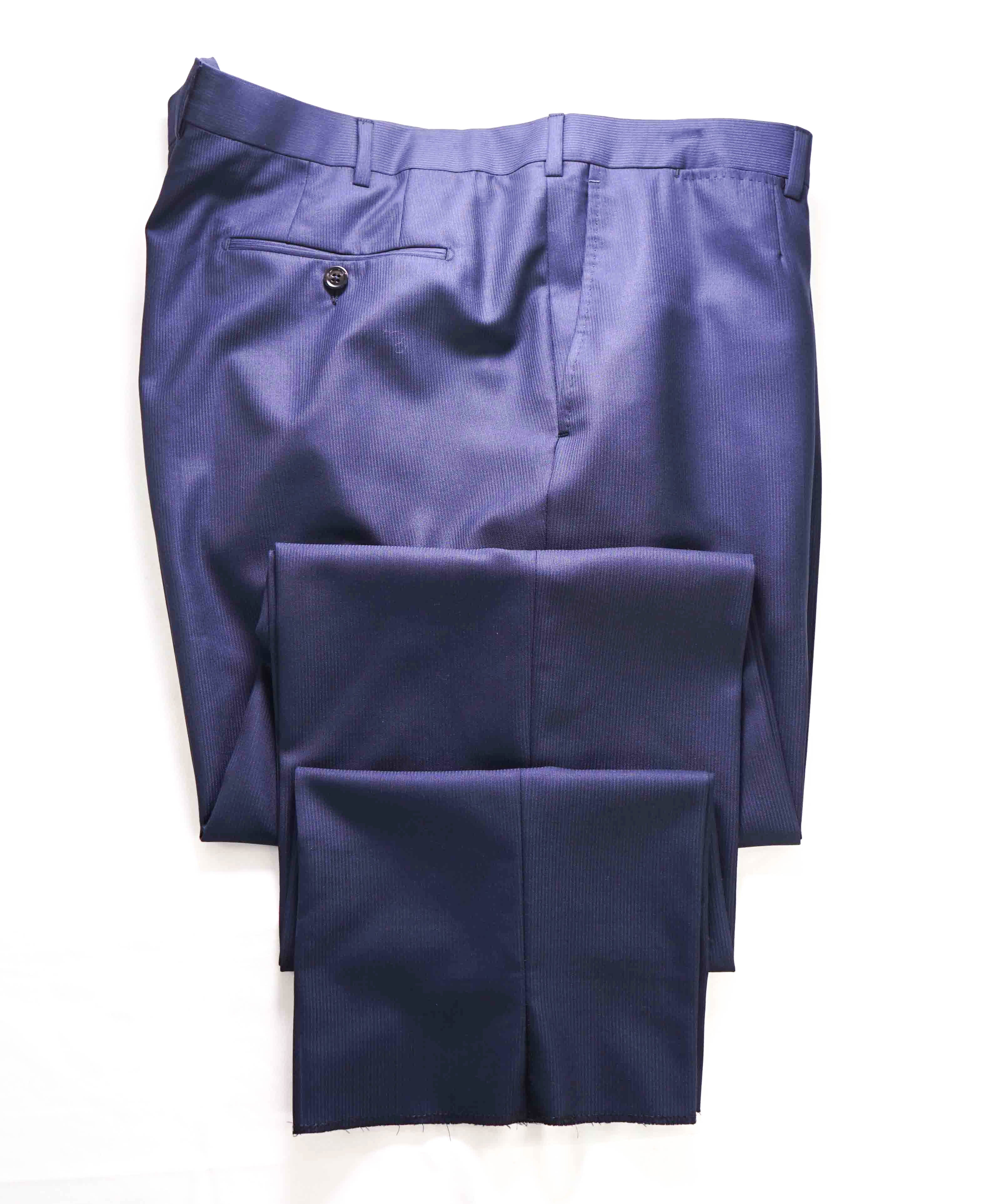 $895 ERMENEGILDO ZEGNA -Navy Blue Textured Premium Dress Pants- 44W (60EU)