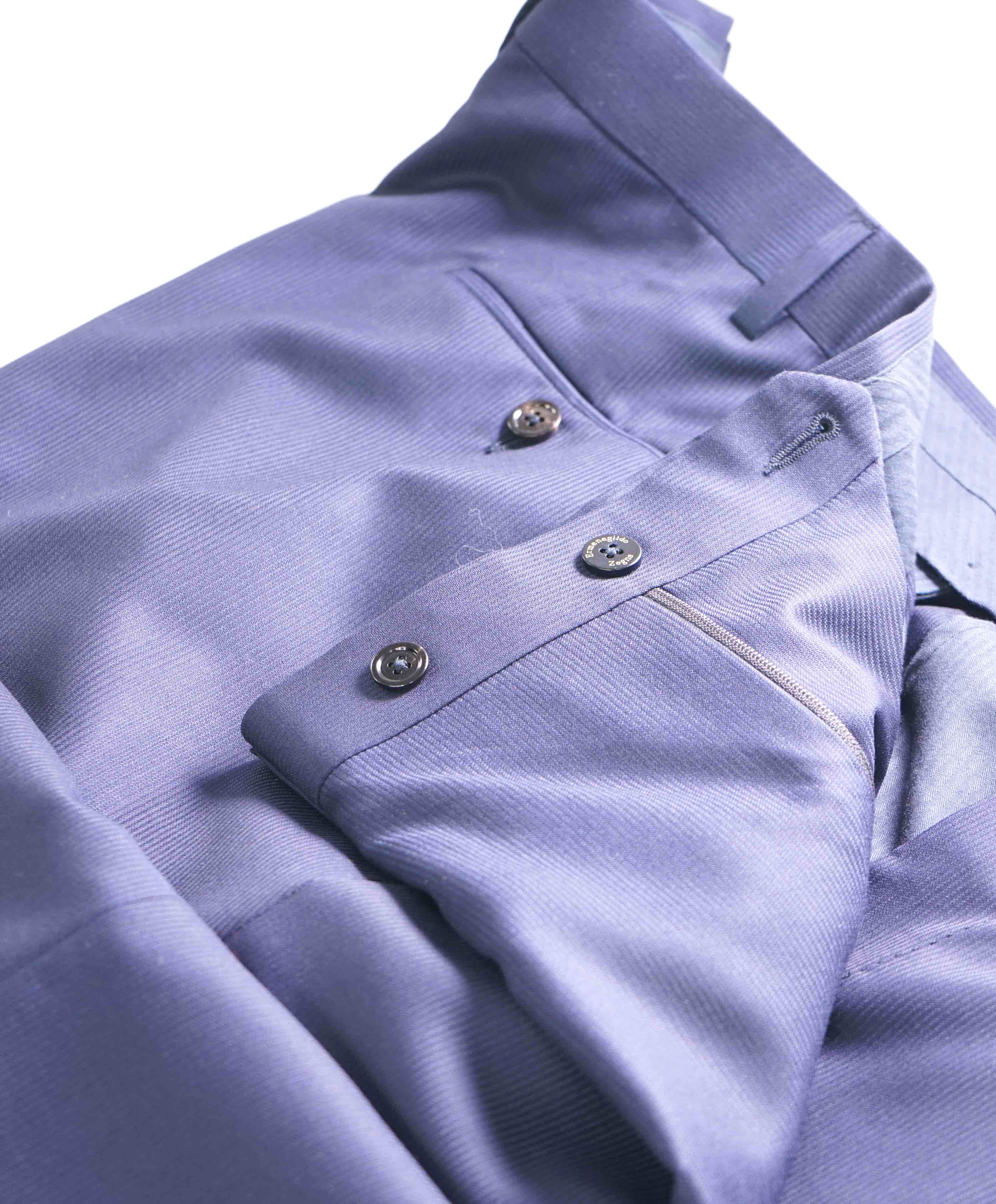 $895 ERMENEGILDO ZEGNA -Navy Blue Textured Premium Dress Pants- 44W (60EU)