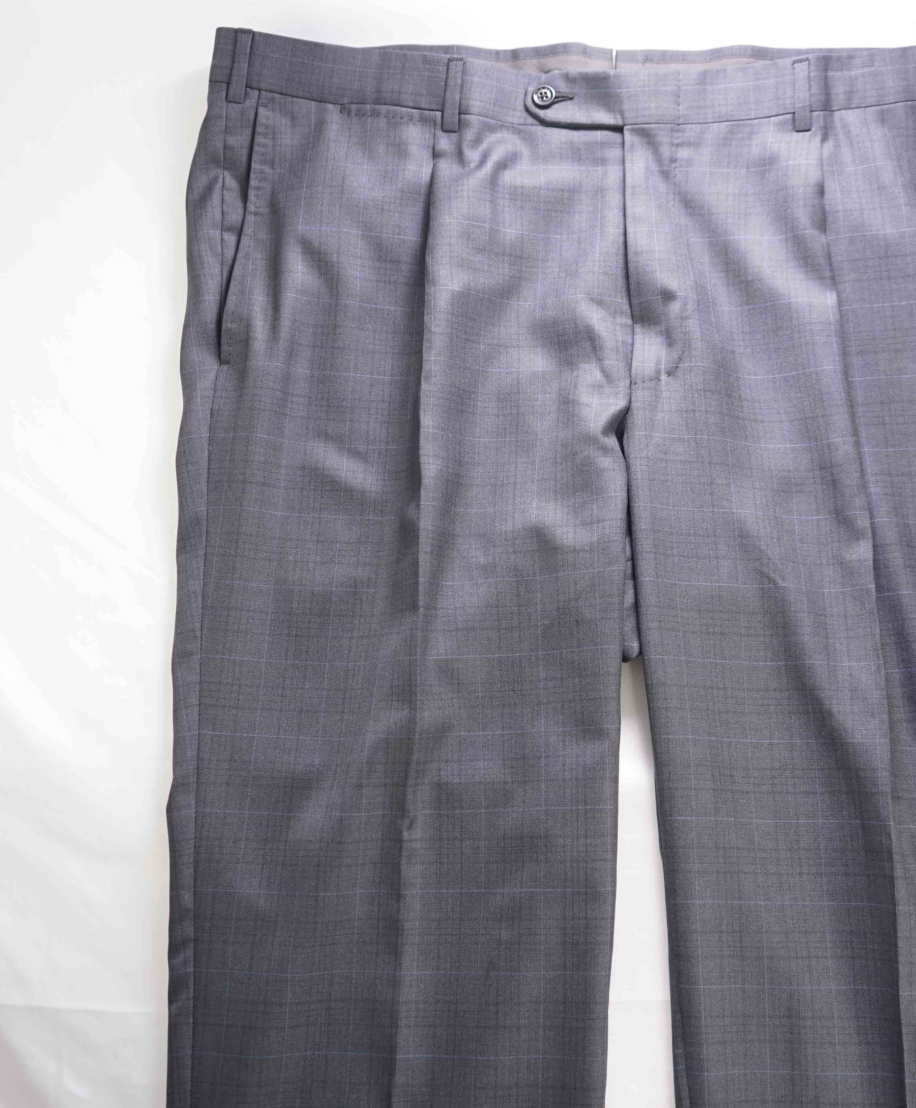 $895 ERMENEGILDO ZEGNA - TROFEO SILK/WOOL Check Dress Pants- 42W (56EU)