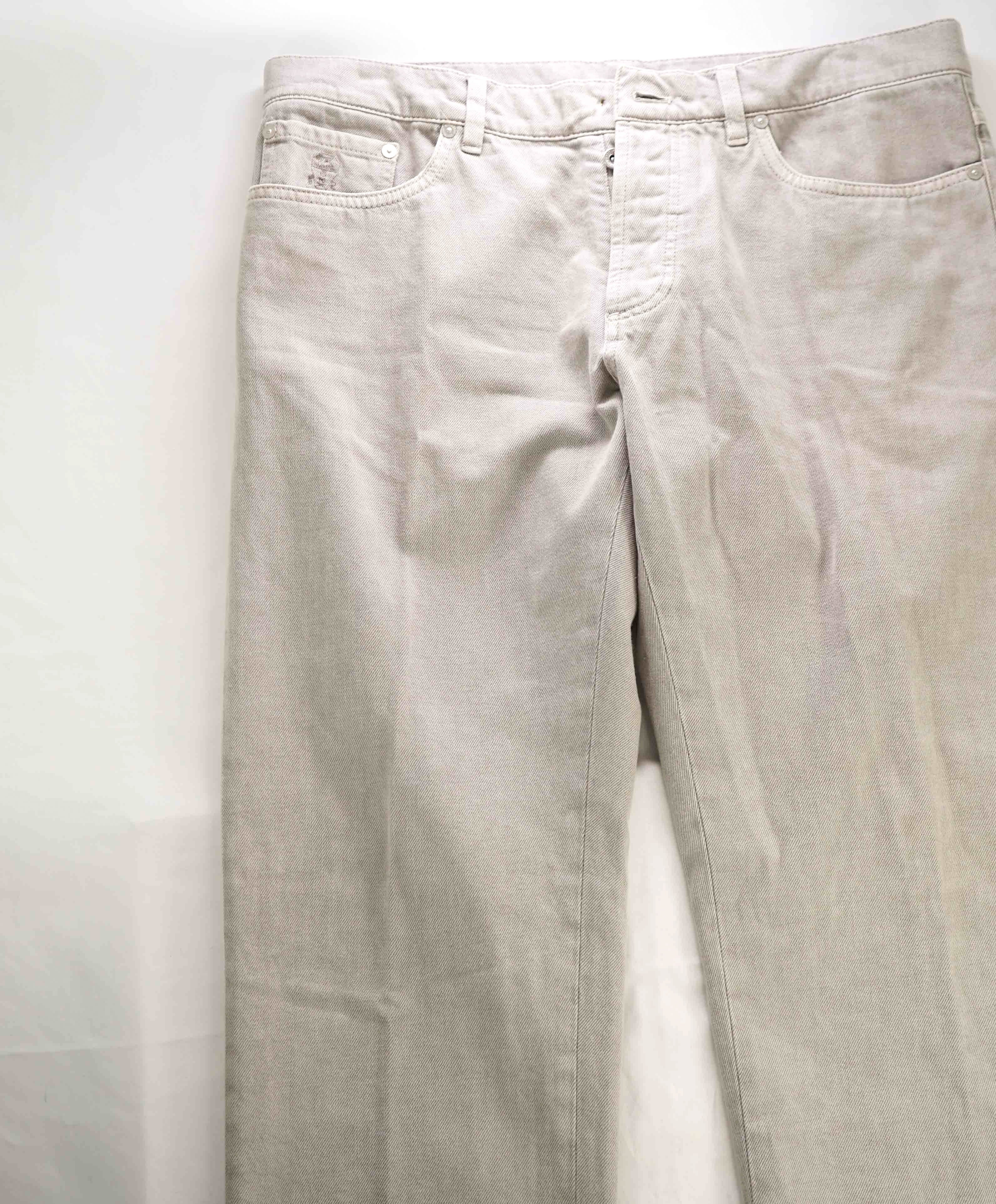 $720 BRUNELLO CUCINELLI -NWD 5-Pocket Beige Jeans Leather Tag- 36W (52EU)
