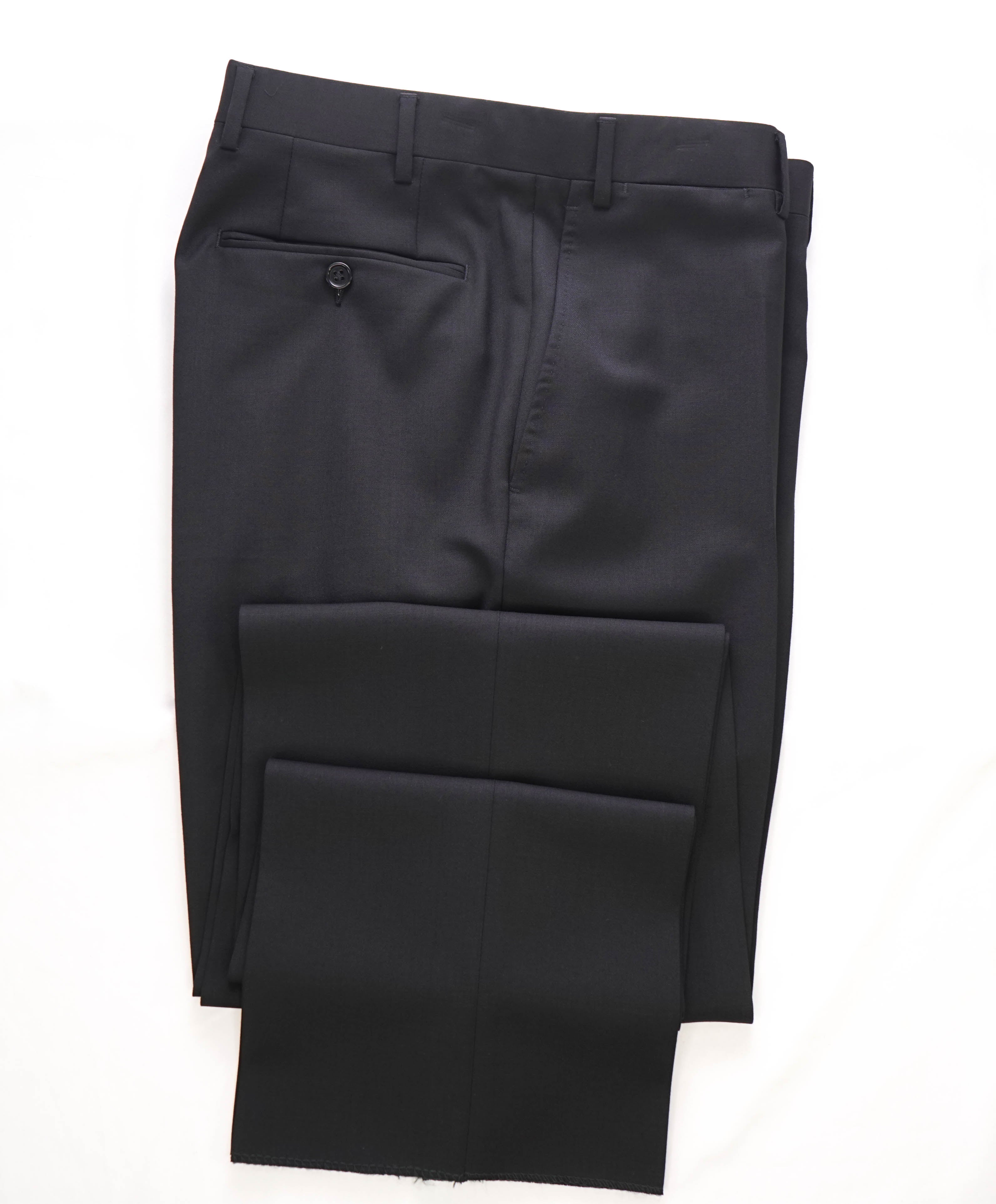 CANALI - *CLOSET STAPLE* Black Flat Front Wool Dress Pants - 32W