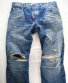 $820 PIERRE BALMAIN - Blue Distressed Biker Jeans *NWD* - 34W