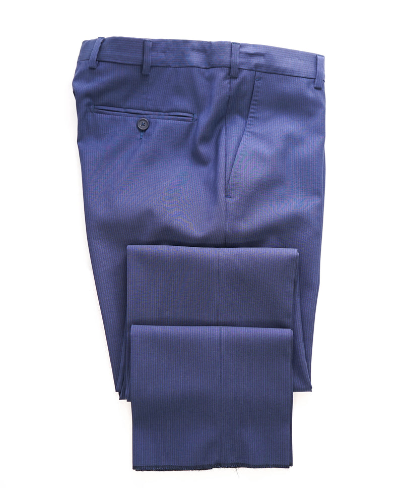Z ZEGNA - Pastel Blue Micro Pattern Flat Front Wool Dress Pants - 32W