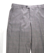 HICKEY FREEMAN -  Gray Prince of Wales Plaid Wool Flat Front Dress Pants - 34W