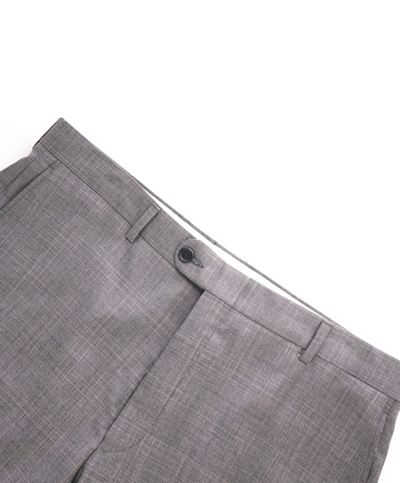 HICKEY FREEMAN -  Gray Prince of Wales Plaid Wool Flat Front Dress Pants - 34W