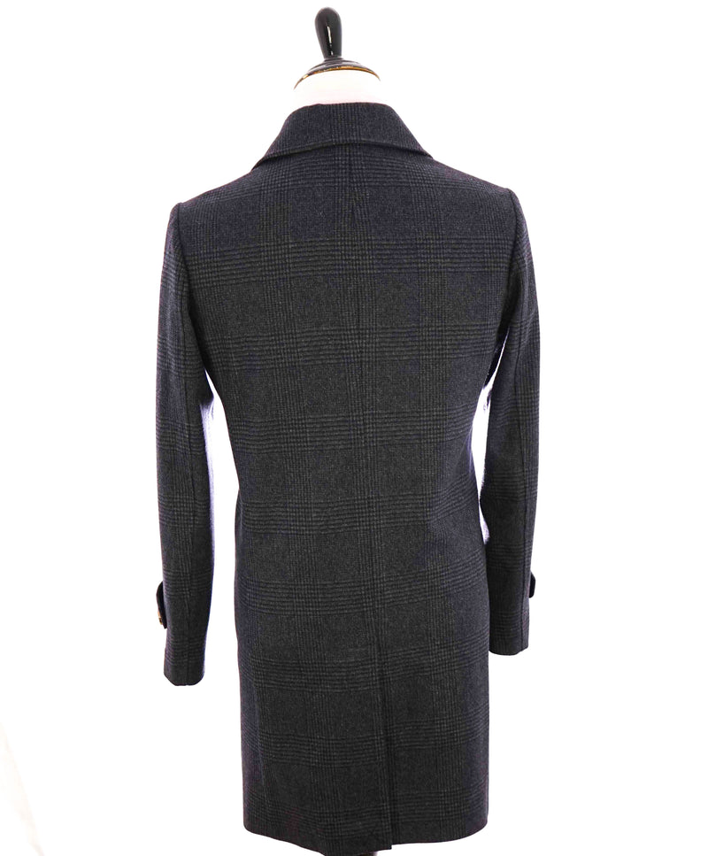 $1,595 ELEVENTY - Gray Check Plaid Essential Wool Top Coat - 40 US (50EU)