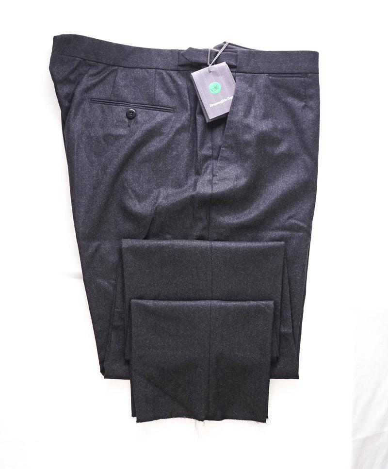 ERMENEGILDO ZEGNA - "SIDE TABS" Pure Wool Flat Front Dress Pants - 40W (58EU)