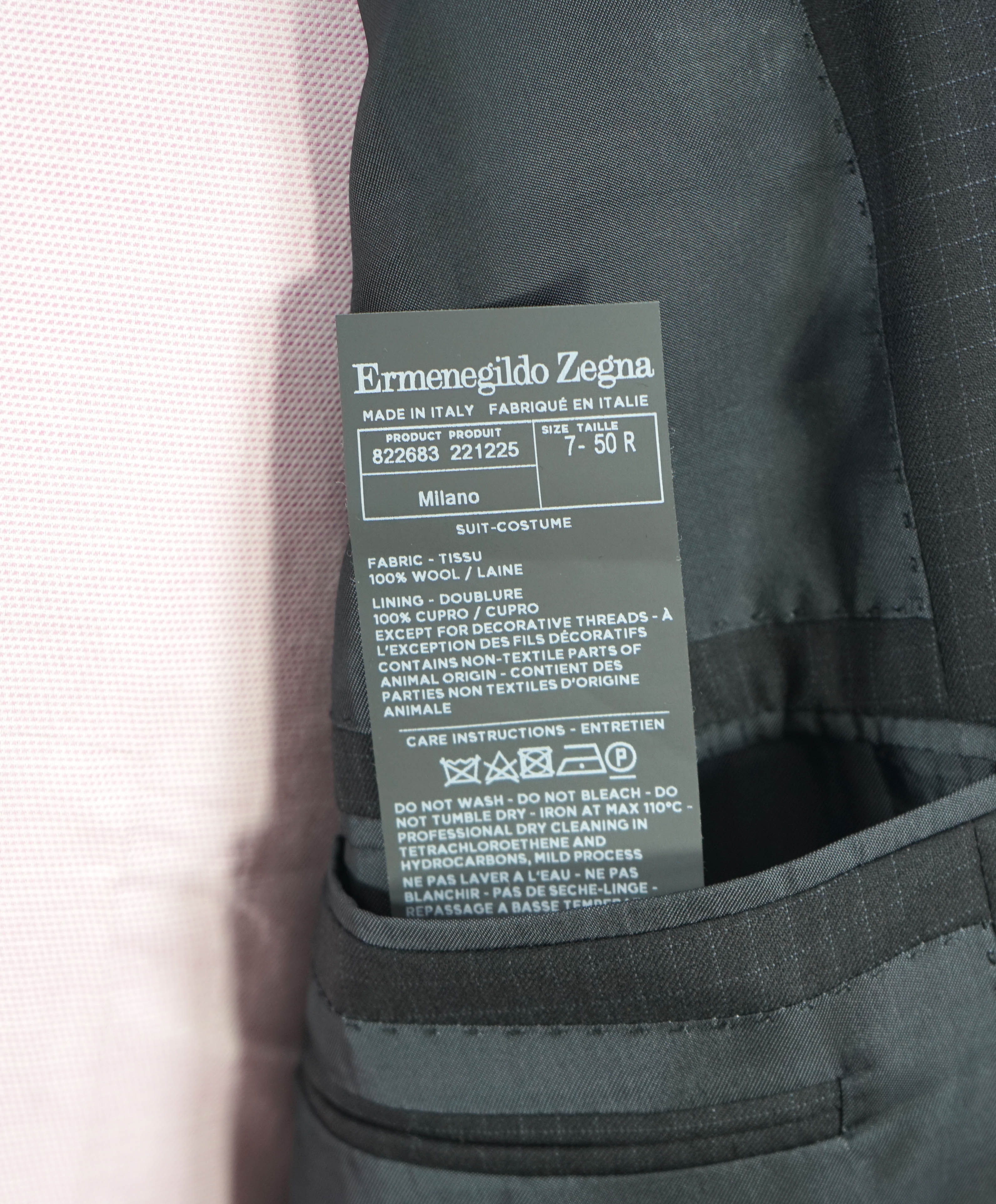 ERMENEGILDO ZEGNA - "15 MILMIL 15" Black Check Plaid Premium Fabric Suit - 40R