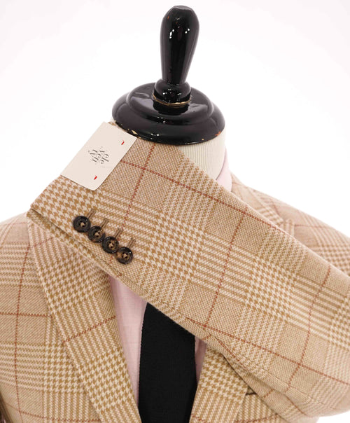 $1,095 ELEVENTY - Cotton/Wool Check Windowpane Camel Jacket Blazer- 40 (50EU)