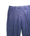 BRUNELLO CUCINELLI - WOOL/LINEN/SILK Tonal Blue Stripe Dress Pants - 34W