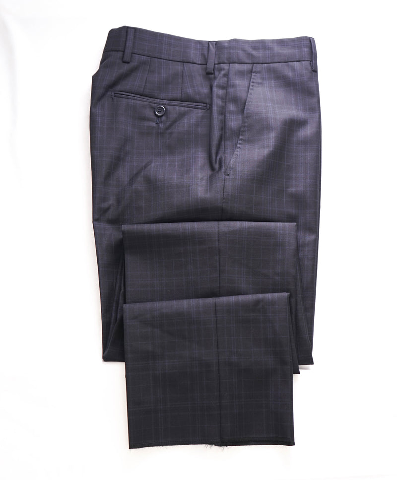 SAKS FIFTH AVE  - Black Check MADE IN ITALY Flat Front Dress Pants - 30W