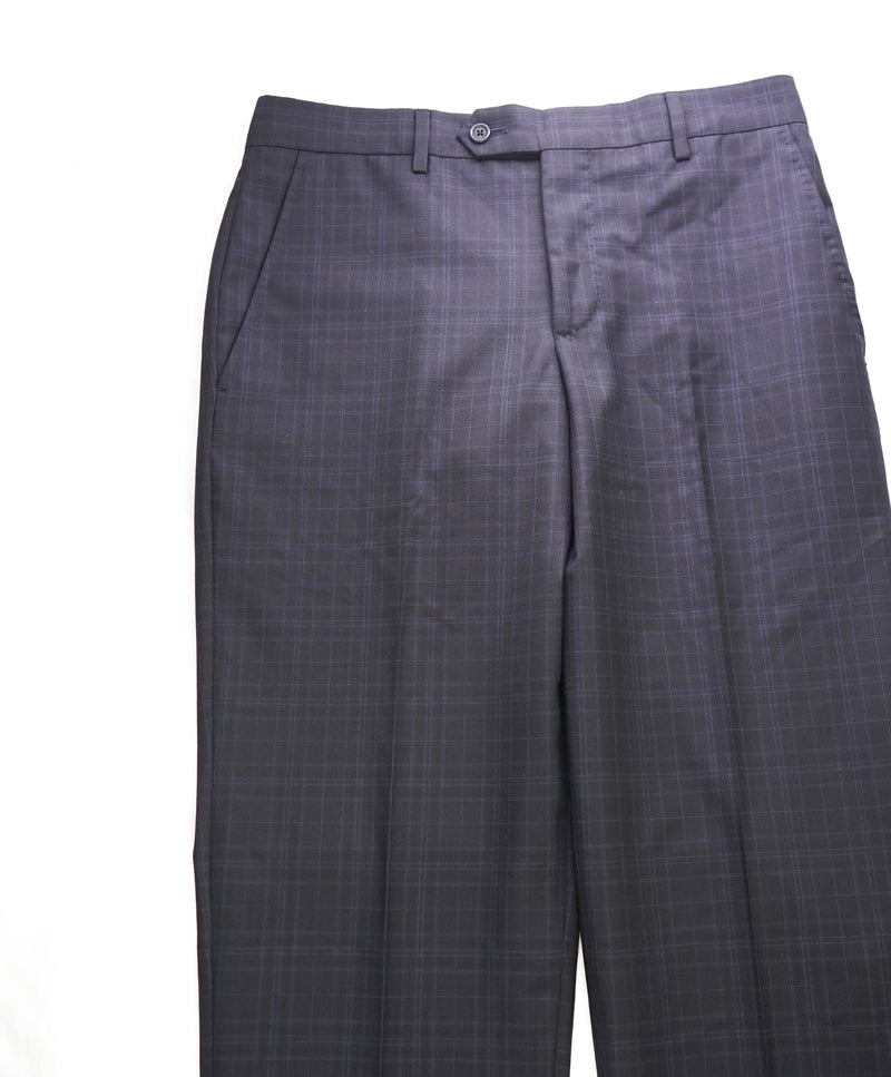 SAKS FIFTH AVE  - Black Check MADE IN ITALY Flat Front Dress Pants - 30W