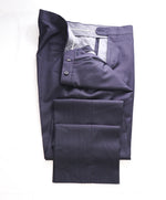 HICKEY FREEMAN - Blue & Burgundy Houndstooth Wool Flat Front Dress Pants - 38W