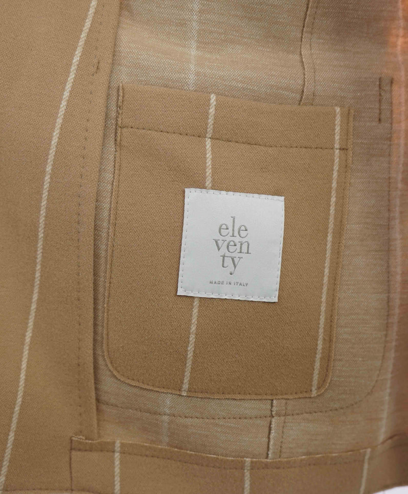 $1,195 ELEVENTY - Camel / Ivory Chalk Stripe Semi-Lined Soft Blazer - 40 (50EU)