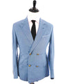 $1,295 ELEVENTY - Baby Blue Double Breasted LINEN Jacket Blazer - 40 US