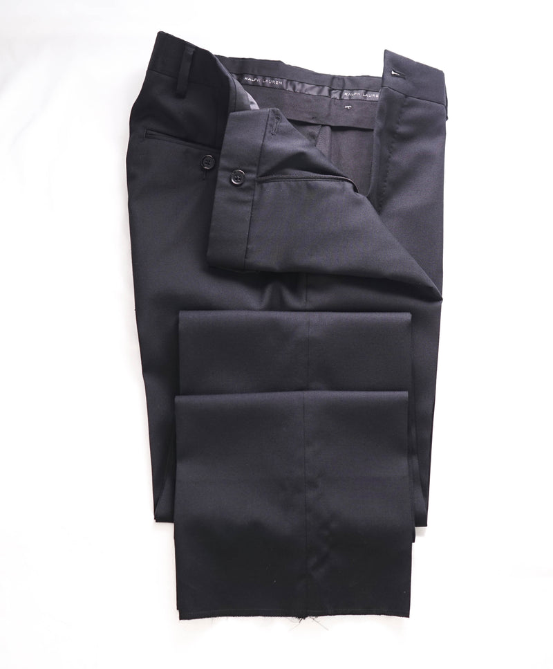 RALPH LAUREN BLACK LABEL -  Modern Black Flat Front Dress Pants - 30W