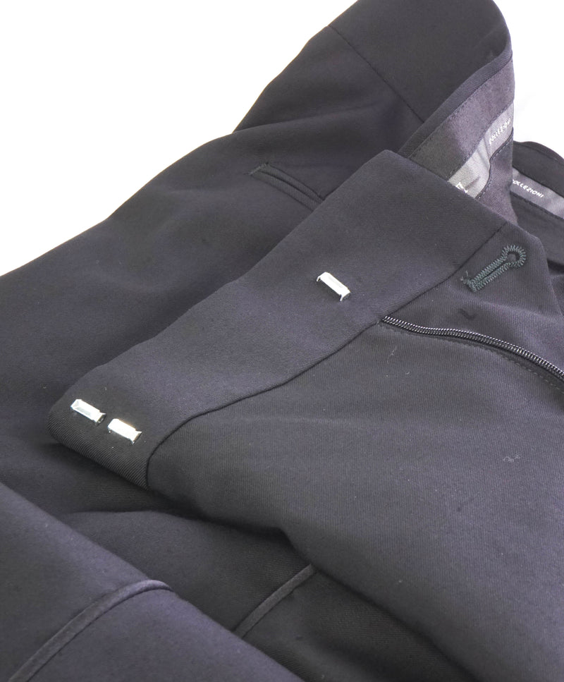ARMANI COLLEZIONI - Solid Black Tux Dinner Flat Front Dress Pants - 35W