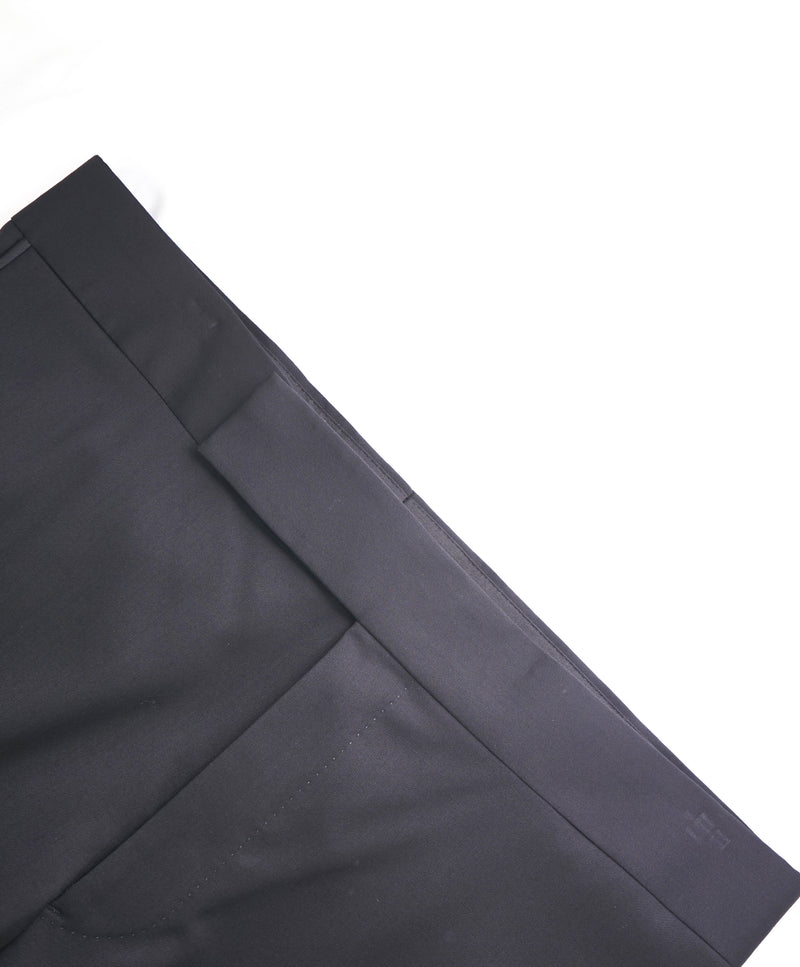 ARMANI COLLEZIONI - Solid Black Tux Dinner Flat Front Dress Pants - 35W