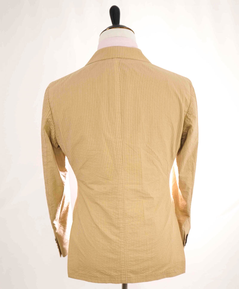 $1,845 ELEVENTY - SEERSUCKER Neutral Stripe Double Breasted Suit - 40 (50 EU)