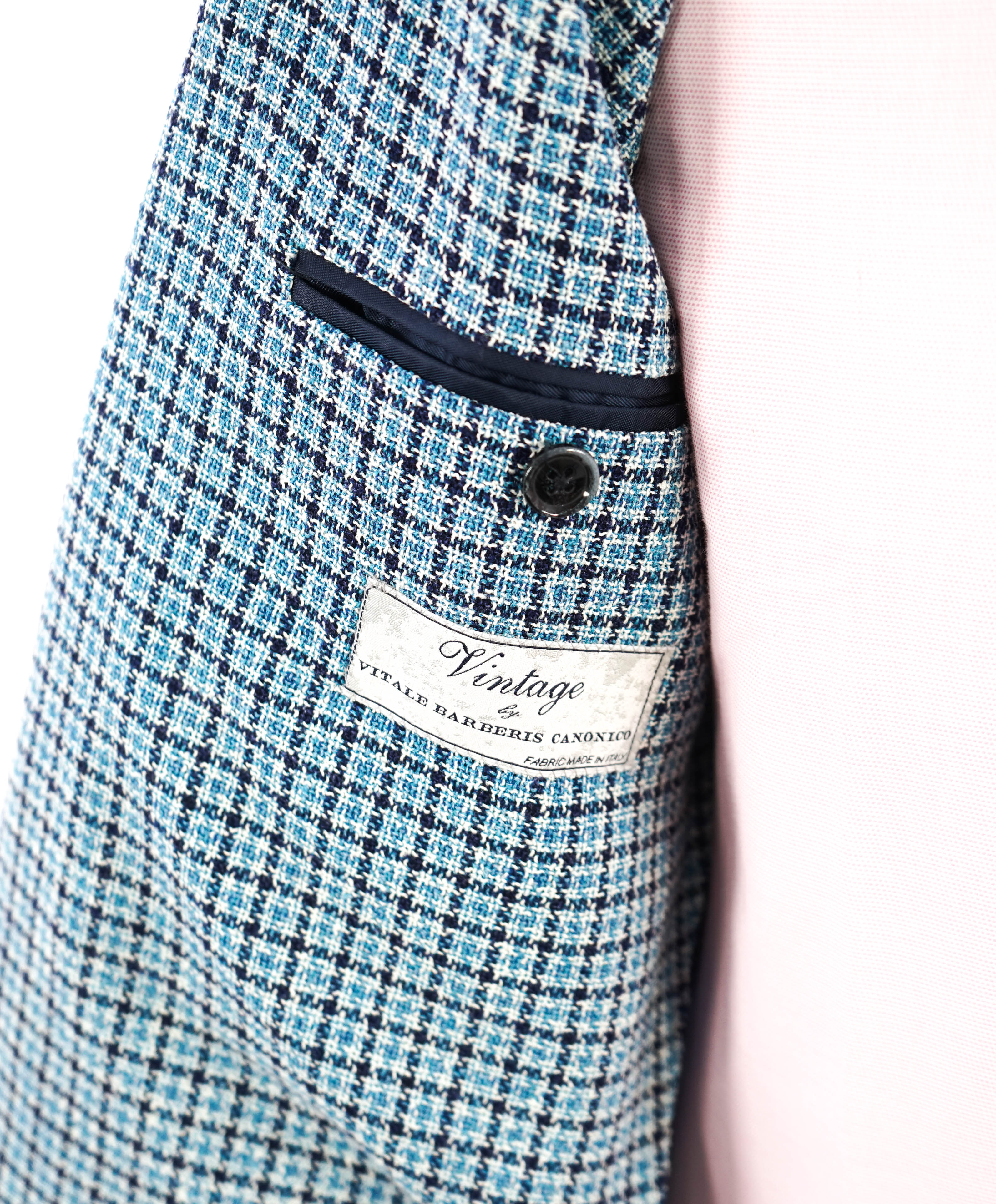 $895 VITALE BARBERIS CANONICO - For SAKS 5TH AVE Blue Houndstooth Blazer - 42R
