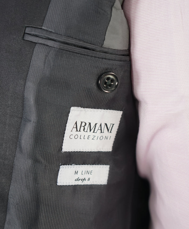 ARMANI COLLEZIONI M Line Slim Peak Lapel Black Tuxedo Suit 40R Luxe Hanger