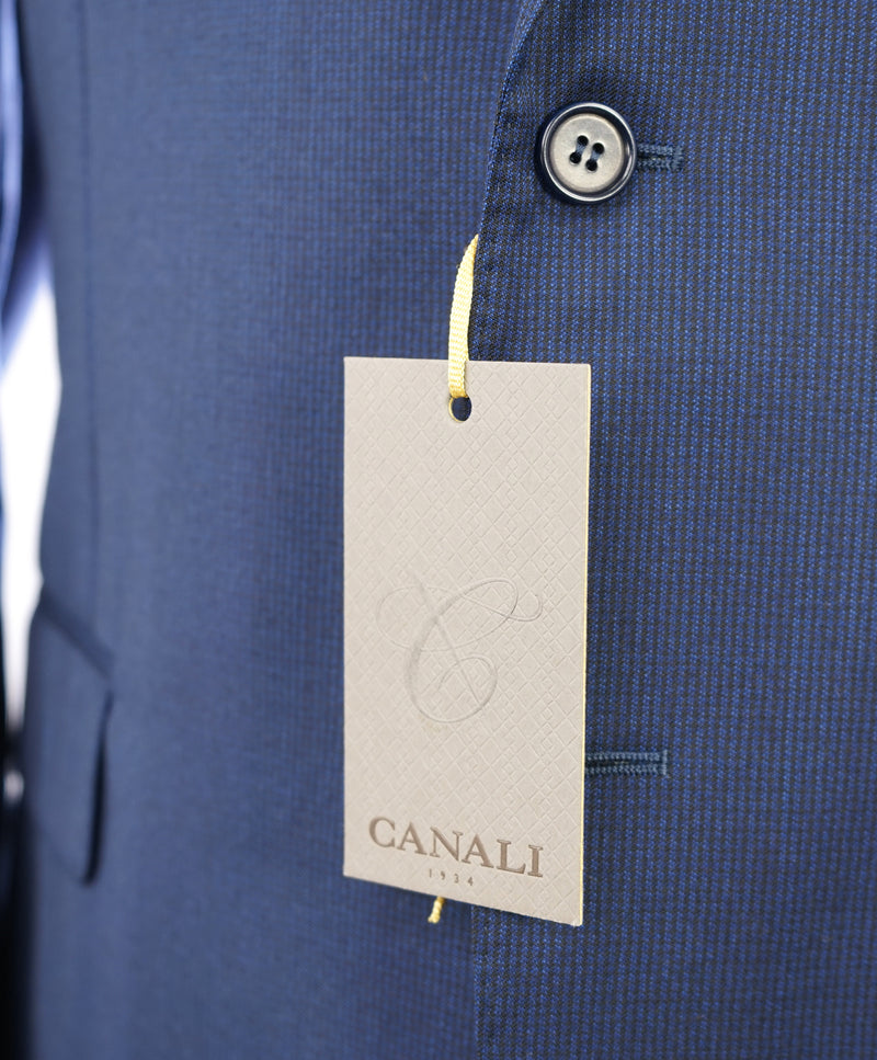 CANALI - Royal Blue Travel Check Rope Textured Blazer - 44R