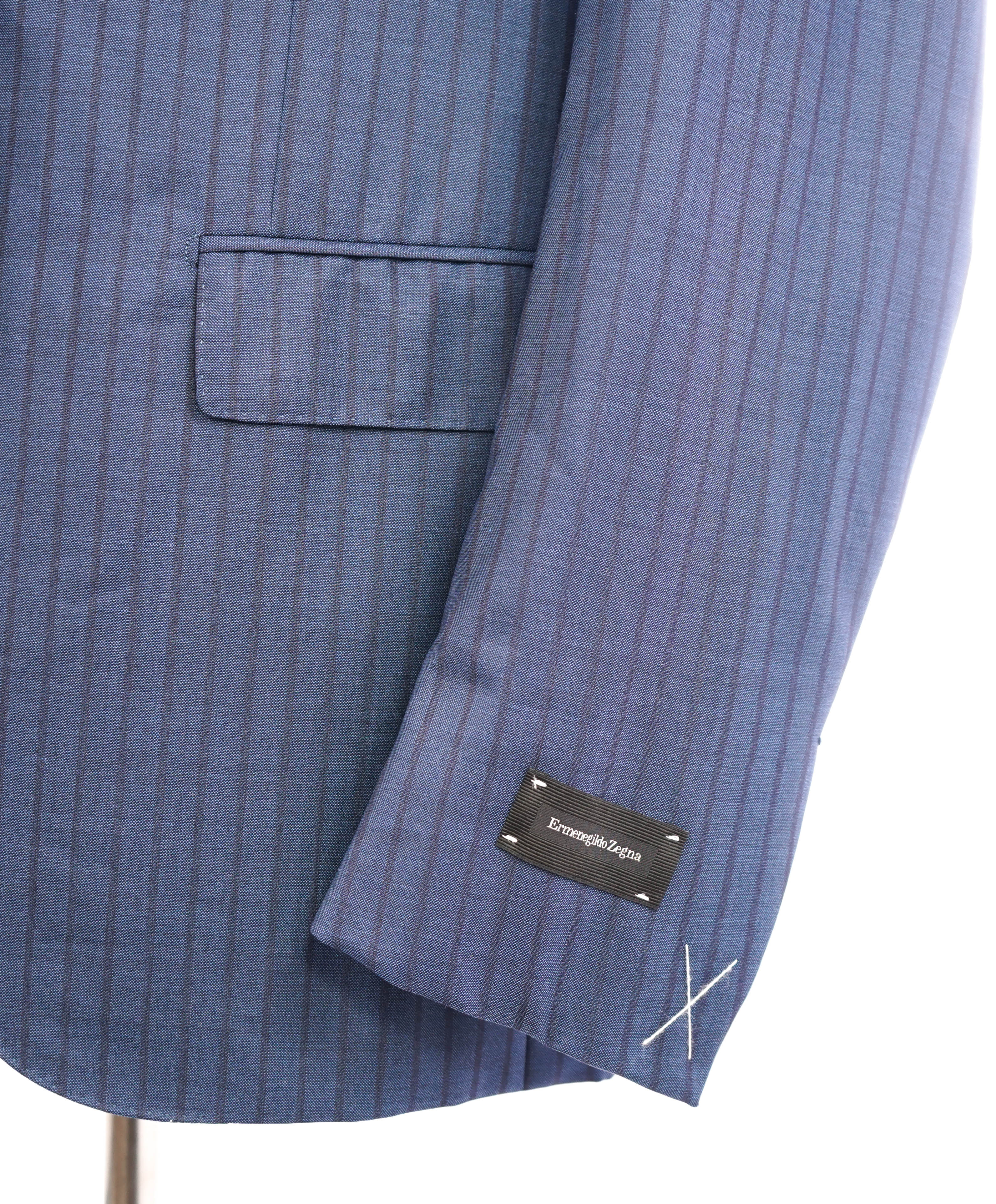 $3,995 ERMENEGILDO ZEGNA -"TROFEO 600" *Chalk Stripe* Blue Silk Suit - 38R