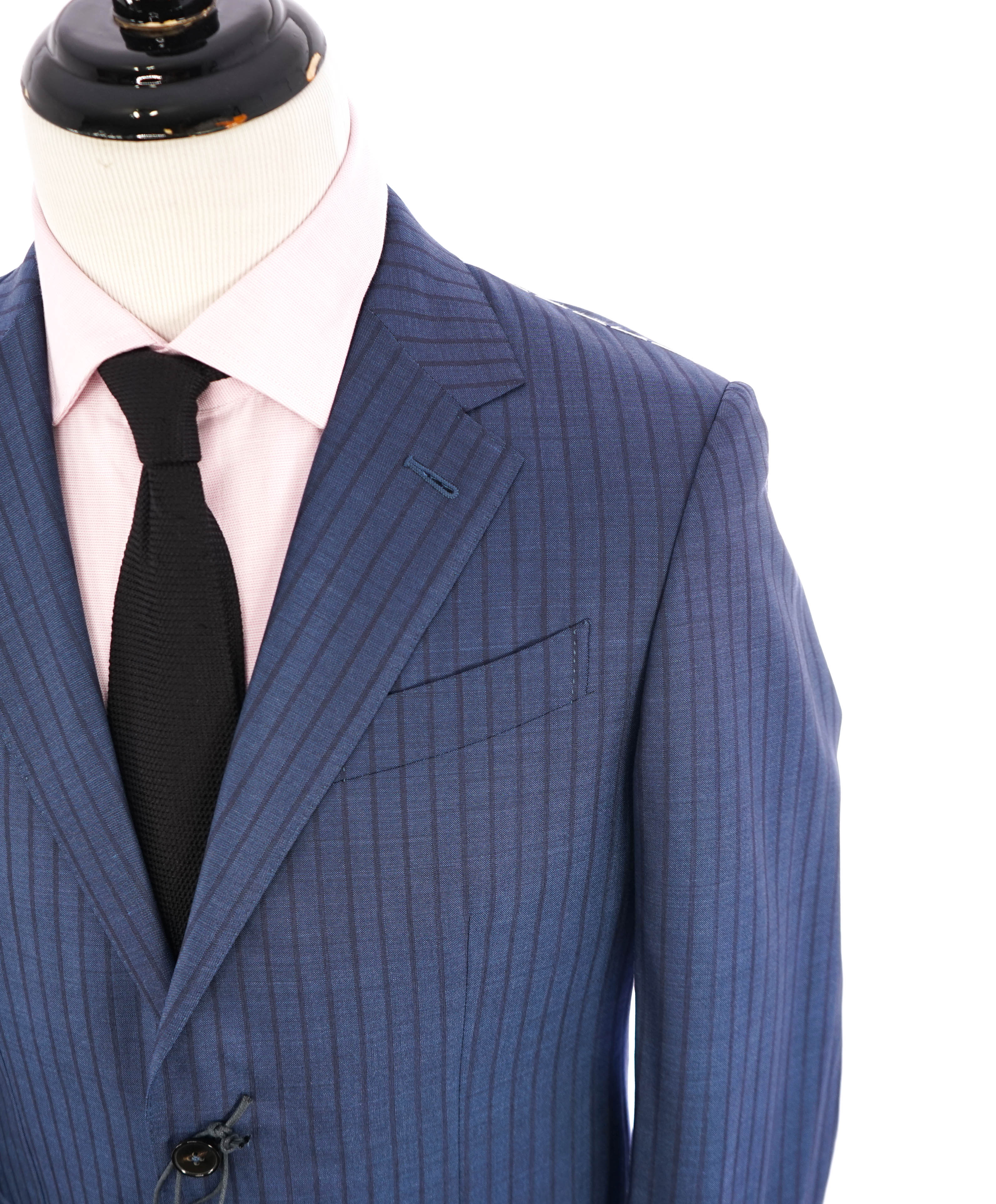 $3,995 ERMENEGILDO ZEGNA -"TROFEO 600" *Chalk Stripe* Blue Silk Suit - 38R
