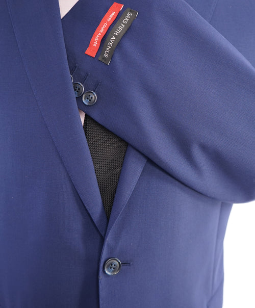 SAKS FIFTH AVENUE - Textured Cobalt Blue 2-Button Trim Fit Suit - 46R