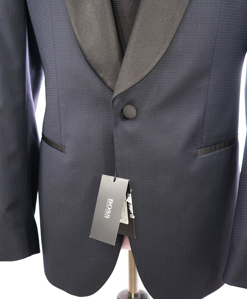 HUGO BOSS - Shawl Collar HOUNDSTOOTH Navy Blue 1-Button Tuxedo Suit - 44R
