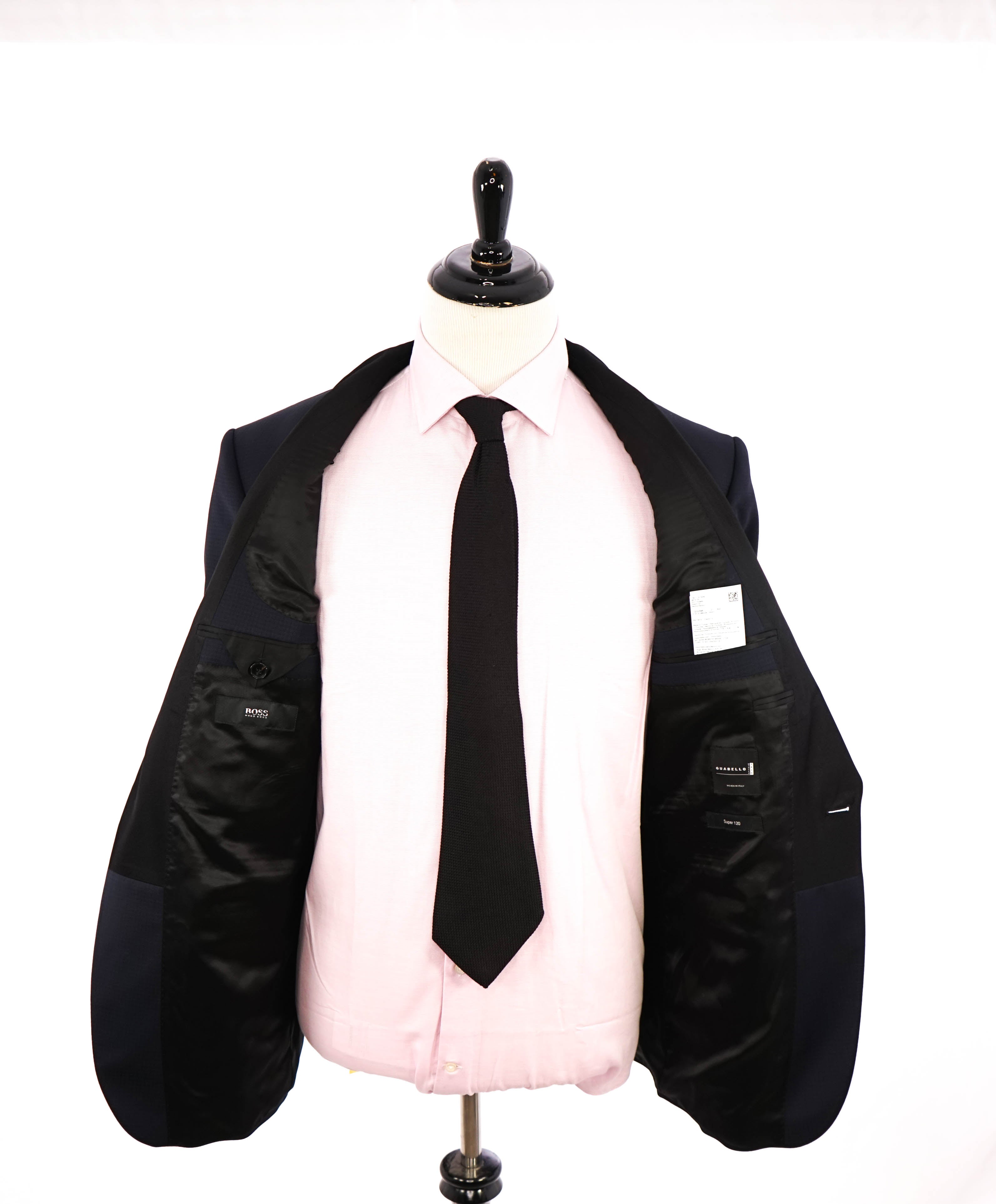 HUGO BOSS - Shawl Collar HOUNDSTOOTH Navy Blue 1-Button Tuxedo Suit - 44R