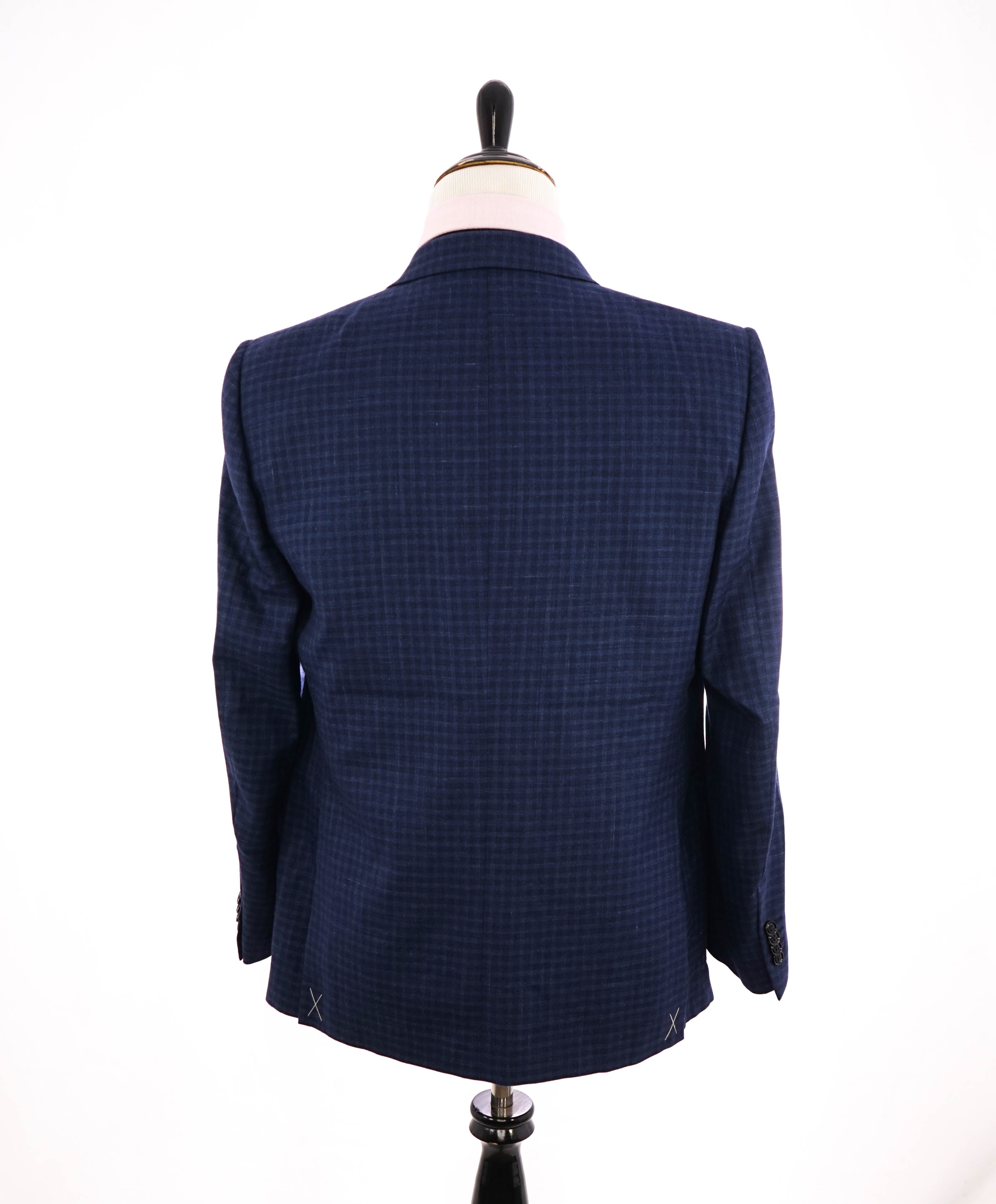 ERMENEGILDO ZEGNA - Blue Bold Check *CASHMERE* SILK/LINEN Blazer - 42S