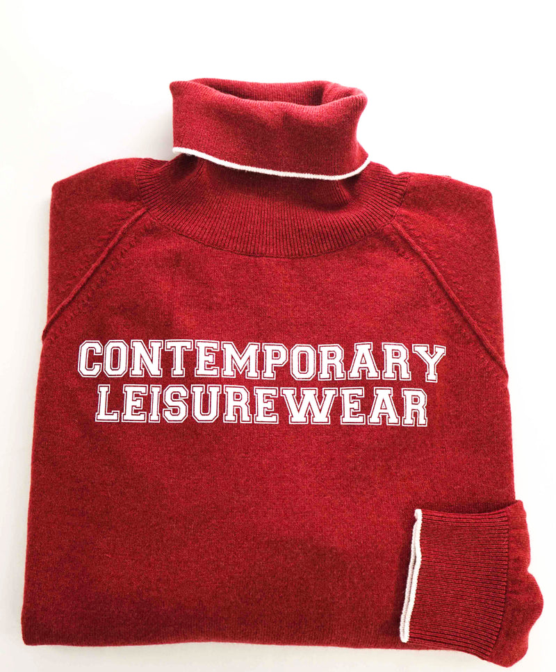 $1,195 ELEVENTY - *PURE CASHMERE* Red Leisure Turtleneck Ribbed Sweater - M