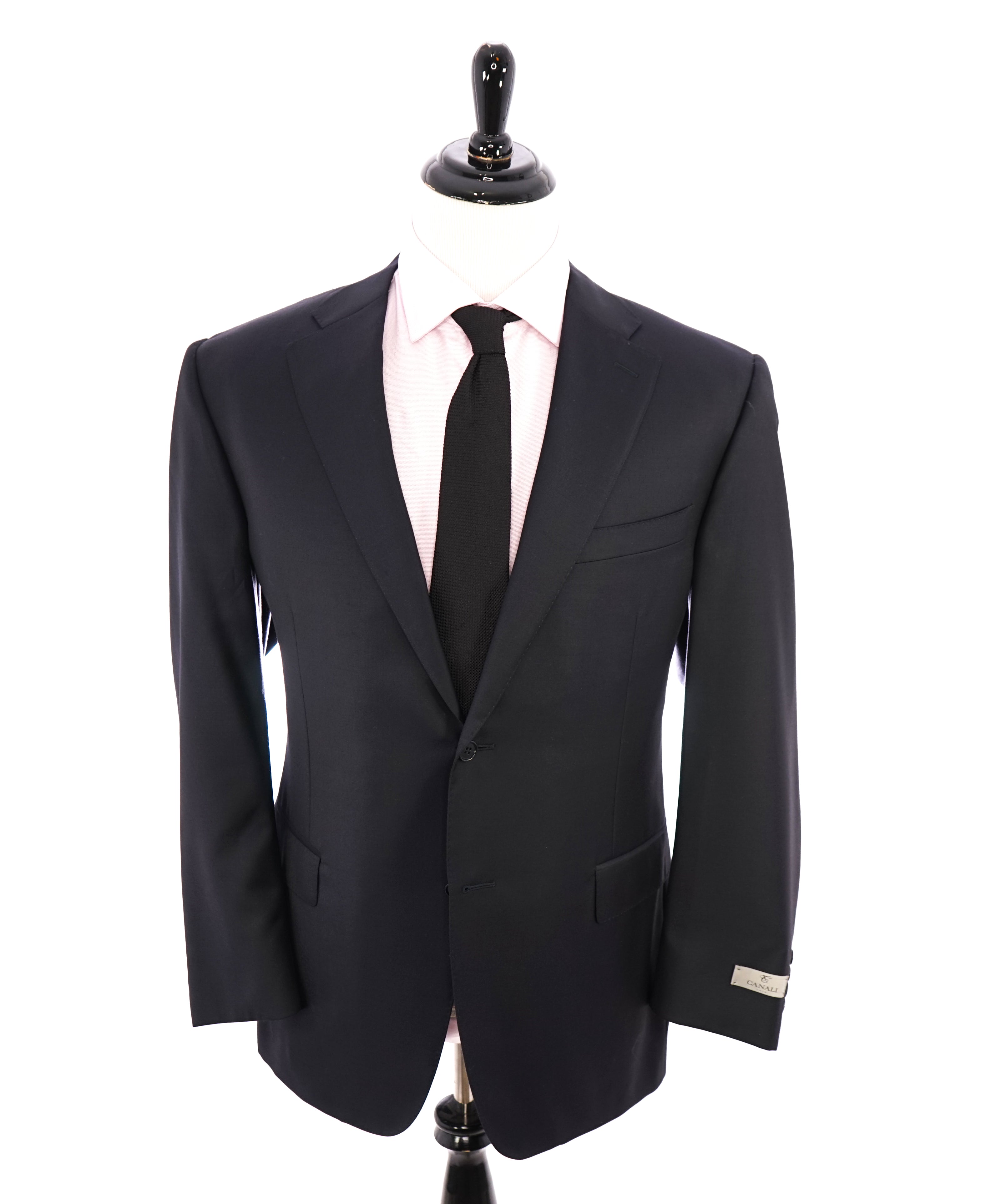 CANALI - *CLOSET STAPLE*  Solid Navy Blue Notch Lapel Suit - 46R