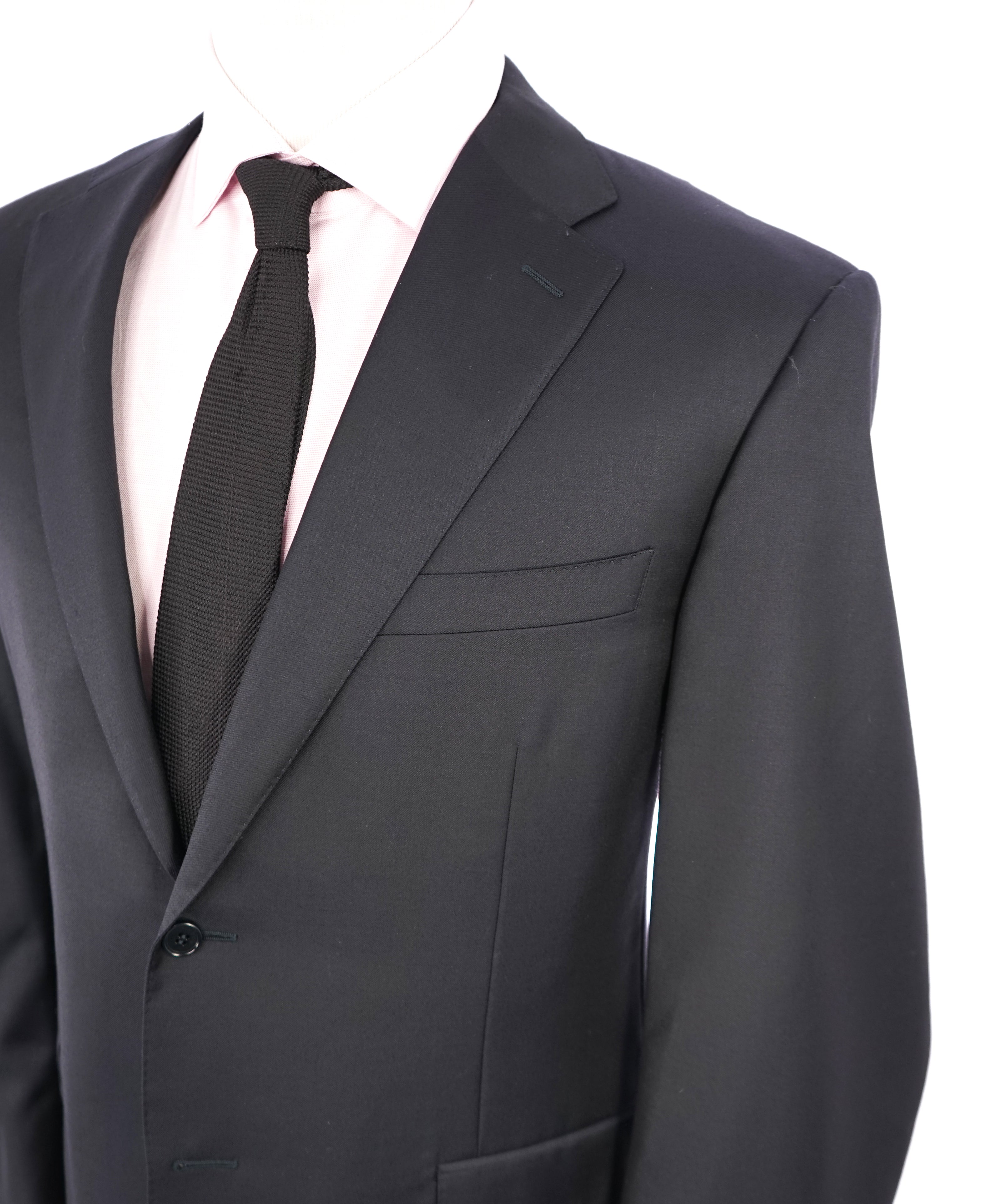 CANALI - *CLOSET STAPLE*  Solid Navy Blue Notch Lapel Suit - 46R