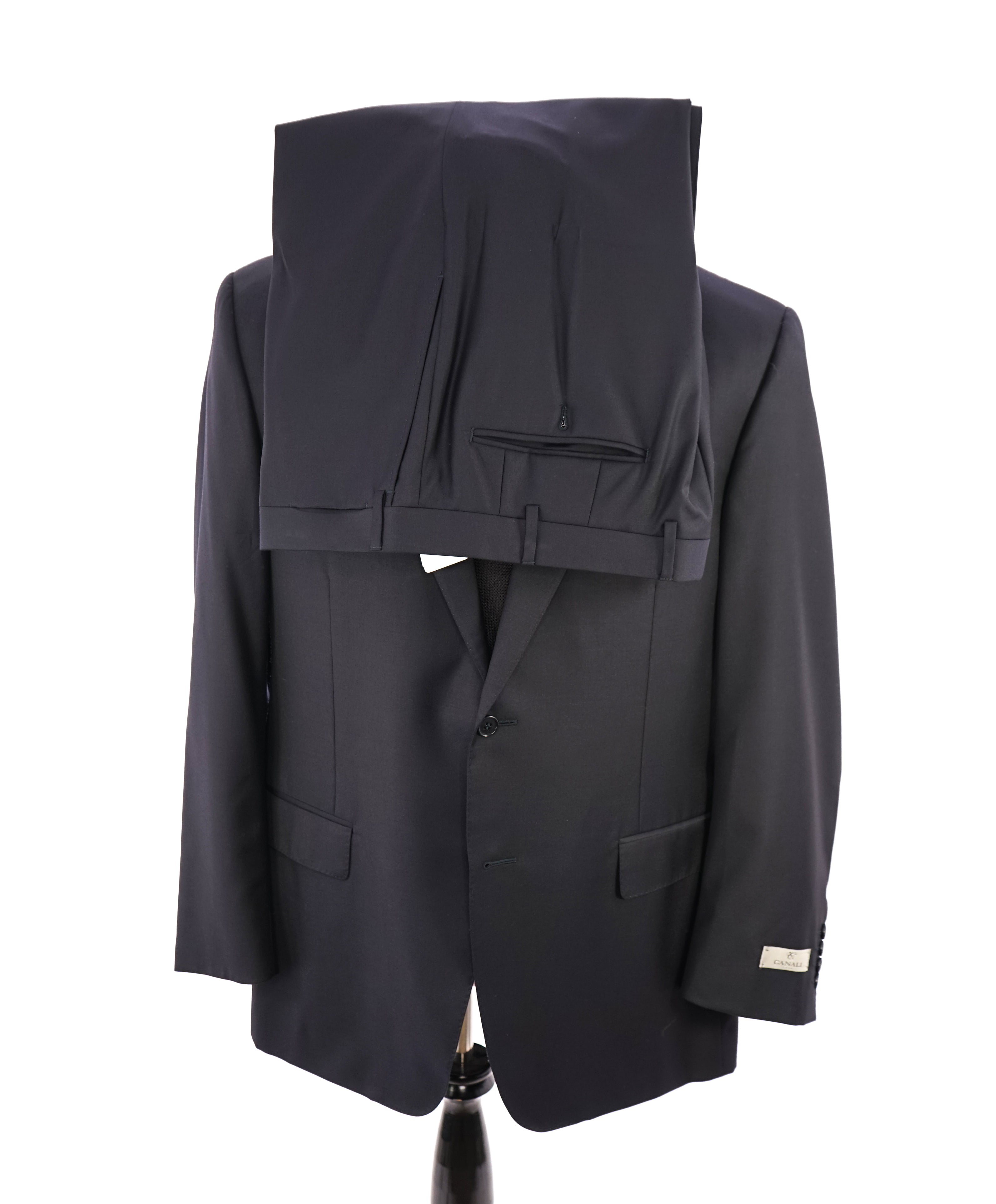 CANALI - *CLOSET STAPLE*  Solid Navy Blue Notch Lapel Suit - 46R