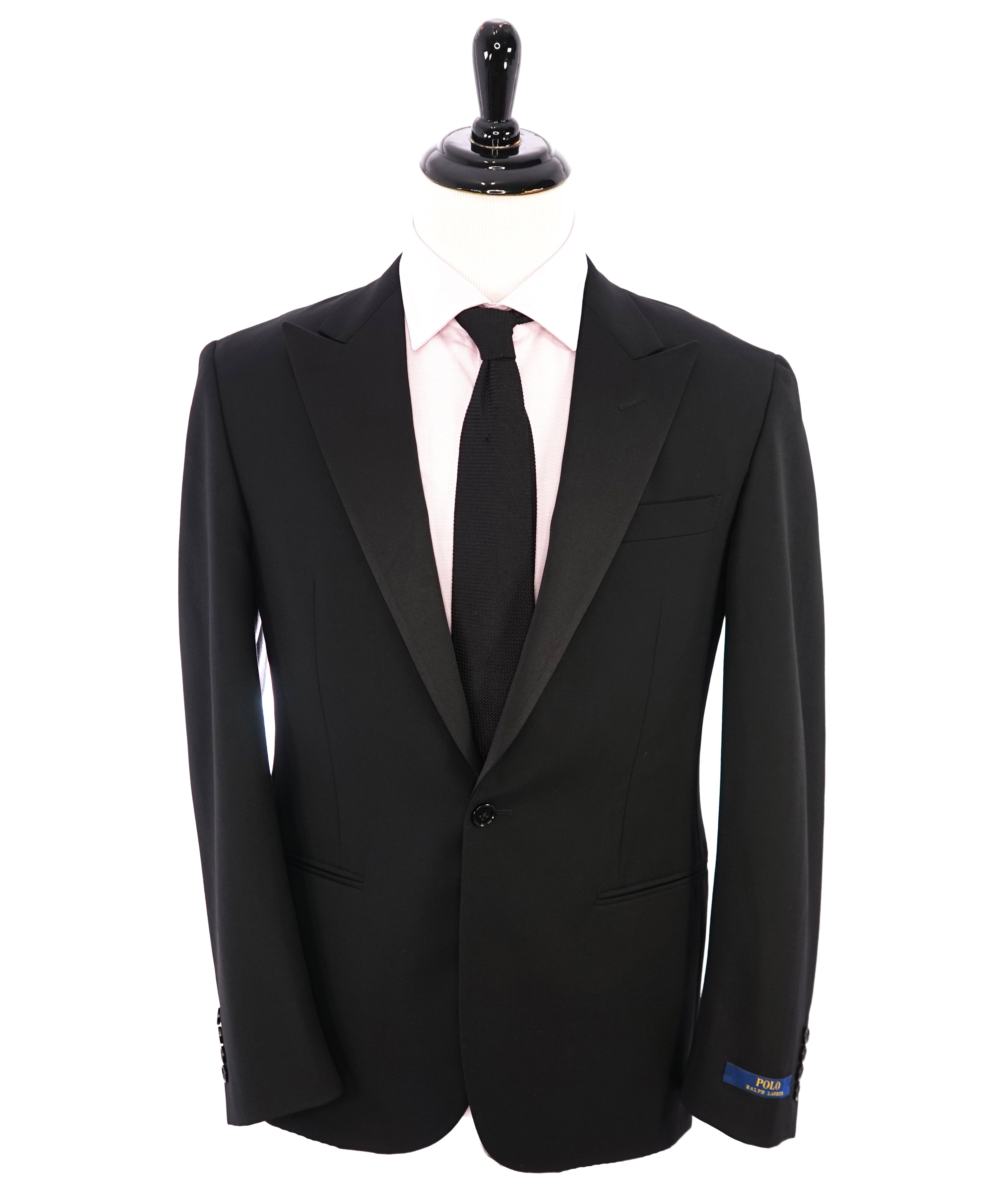 RALPH LAUREN BLUE LABEL "POLO" - Black Tuxedo Suit With Side Tabs - 40R