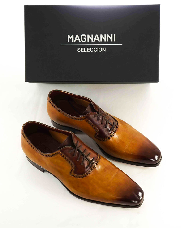 $795 MAGNANNI *SELECCION* - Hand Made PATINA DETAIL Oxford Brown Shoe - 11