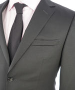 Z ZEGNA - Solid Black Fabric LOGO BUTTONS Drop 8 Wool Suit - 38R