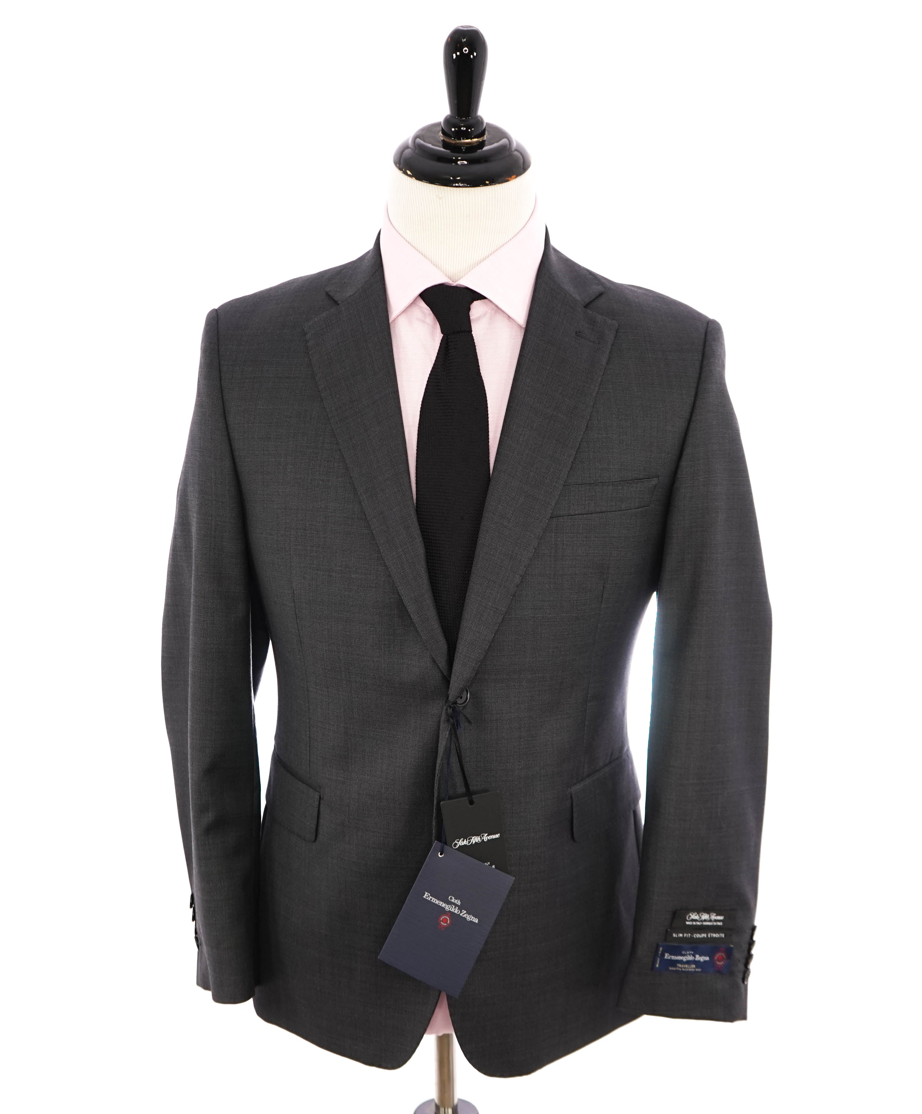 ERMENEGILDO ZEGNA - "Slim" SAKS FIFTH AVENUE Gray Textured Suit - 40S
