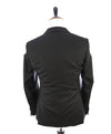 Z ZEGNA - Solid Black Fabric LOGO BUTTONS Drop 8 Wool Suit - 38R