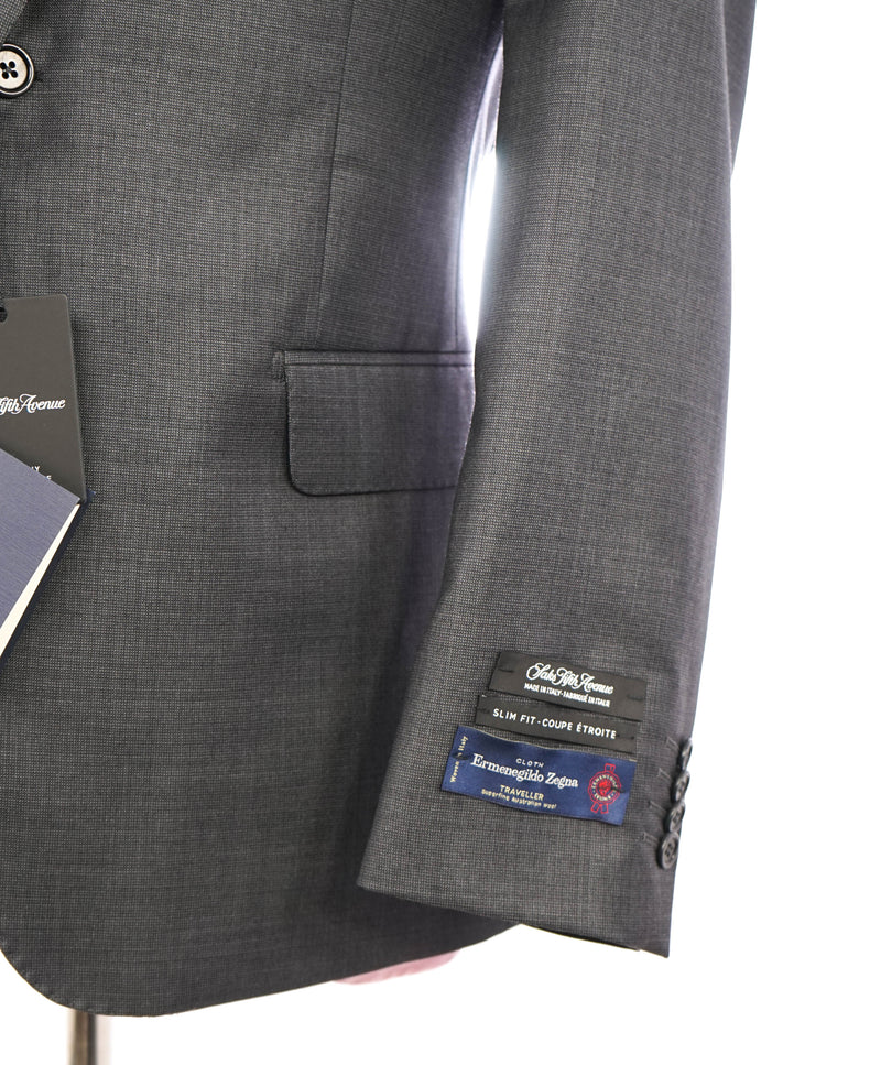 ERMENEGILDO ZEGNA - "Slim" SAKS FIFTH AVENUE Gray Textured Suit - 40S