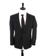 RALPH LAUREN BLACK LABEL - Notch Lapel Black Tuxedo Suit With Side Tabs - 40R