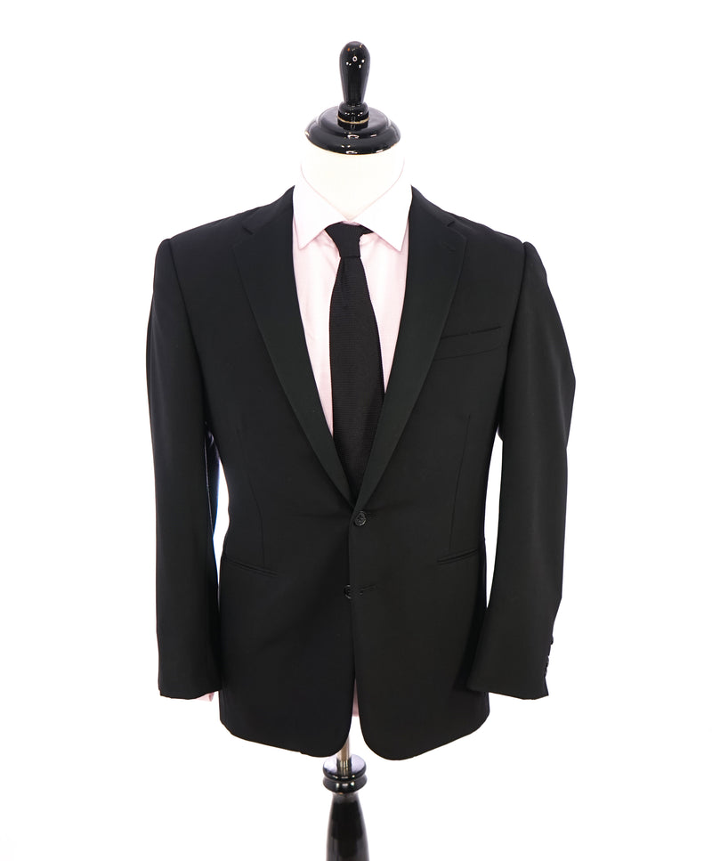 RALPH LAUREN BLACK LABEL - Notch Lapel Black Tuxedo Suit With Side Tabs - 40R