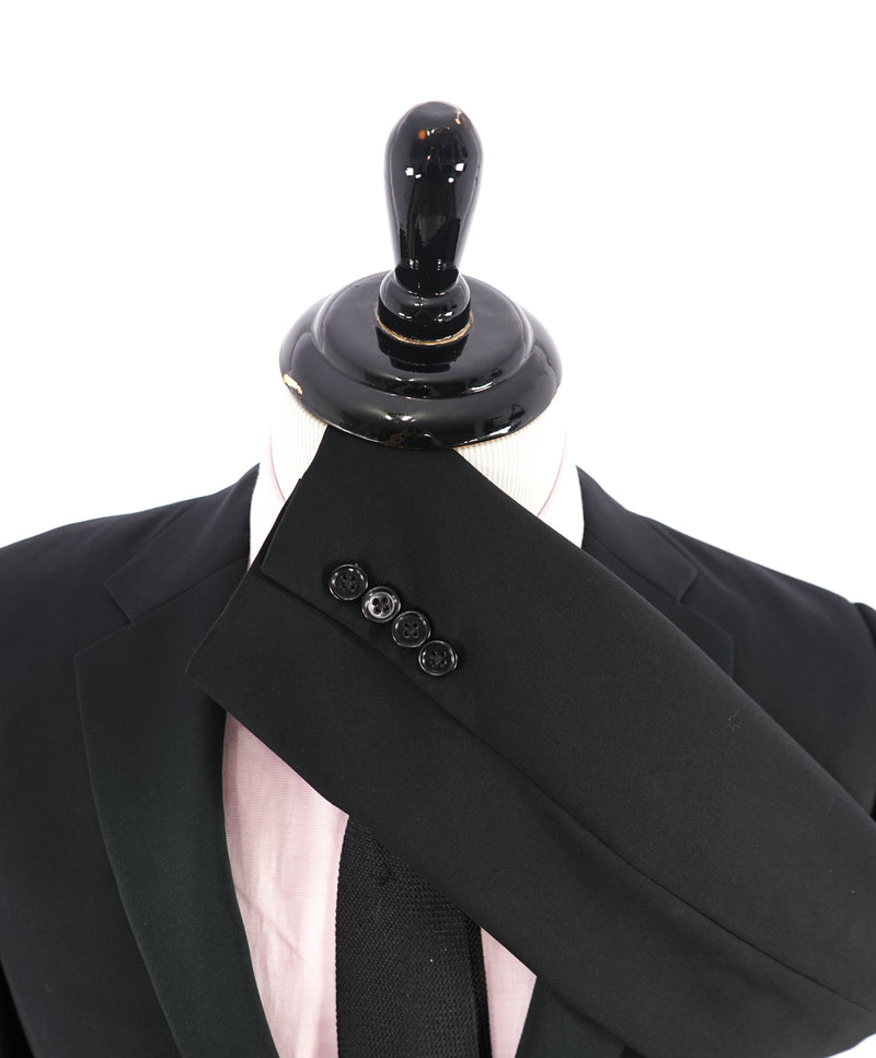 RALPH LAUREN BLACK LABEL - Notch Lapel Black Tuxedo Suit With Side Tabs - 40R