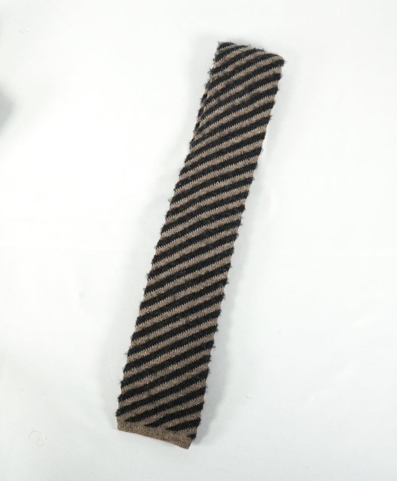 EIDOS - Diagonal Beige & Gray Wool Knit Tie - N/A